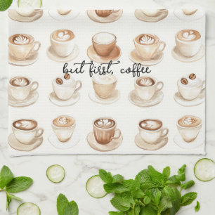 Aber zuerst, Kaffeetassen Geschirrtuch