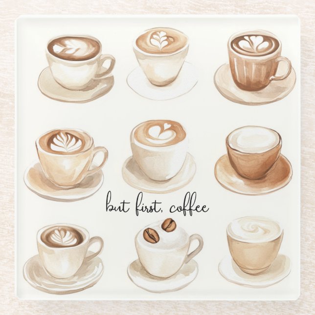 Aber zuerst, Kaffeetassen Glasuntersetzer (Vorderseite)