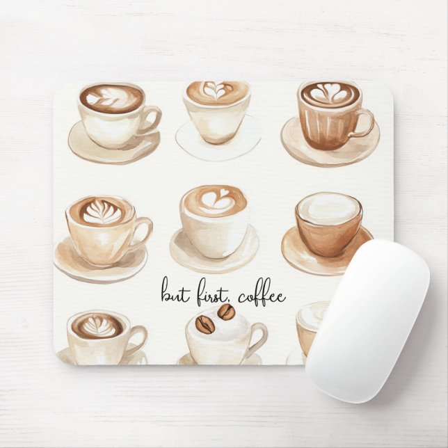 Aber zuerst, Kaffeetassen Mousepad (Mit Mouse)