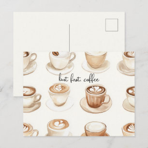 Aber zuerst, Kaffeetassen Postkarte