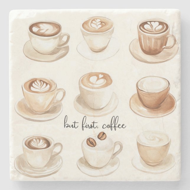 Aber zuerst, Kaffeetassen Steinuntersetzer (Vorderseite)