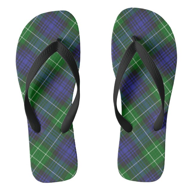 Abercrombie Blue Green Tartan Kariert schottisch Flip Flops (Fußbett)