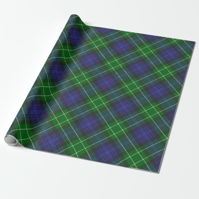 Abercrombie Blue Green Tartan Kariert schottisch Geschenkpapier (Ungerollt)