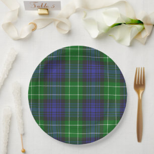 Abercrombie Blue Green Tartan Kariert schottisch Pappteller