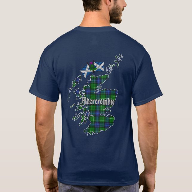 Abercrombie Clan Abzeichen & Tartan Karte T-Shirt (Rückseite)