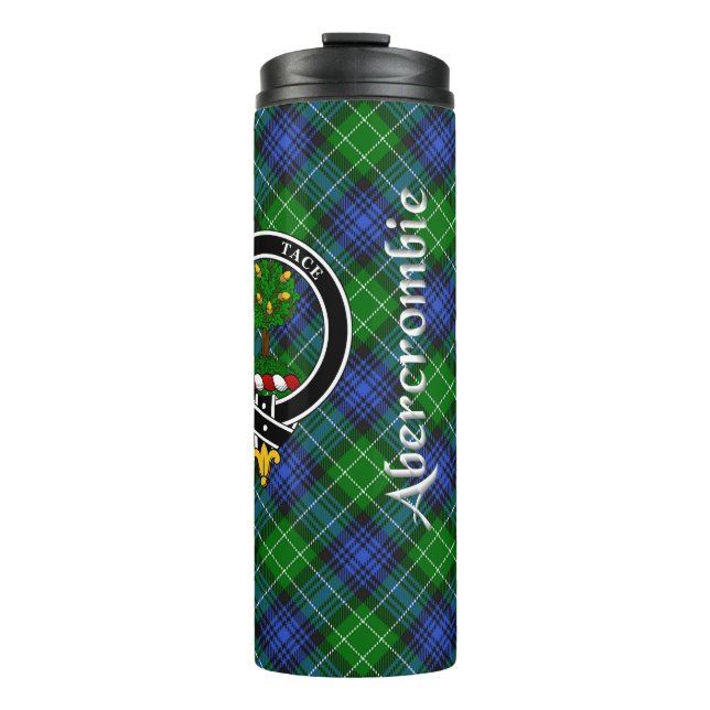 Abercrombie Clan Abzeichen & Tartan Thermosbecher (Vorderseite)