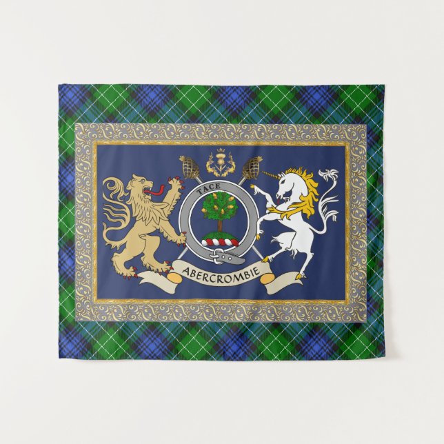 Abercrombie Clan Badge & Tartan Personalized Wandteppich (Vorderseite (Horizontal))