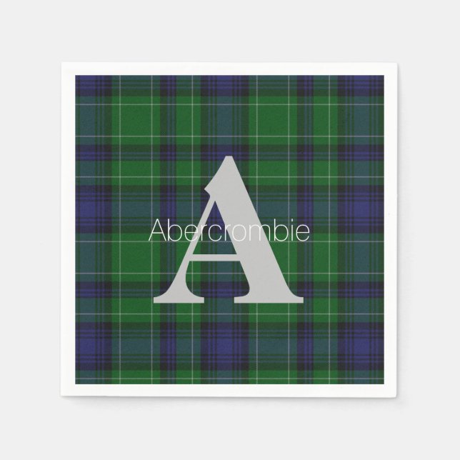 Abercrombie Clan Kariert Monogram Paper Napkins Serviette (Vorderseite)