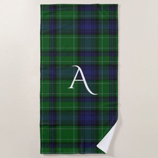 Abercrombie Clan Tartan Plaid Monogram Beach Towel Strandtuch (Vorderseite)