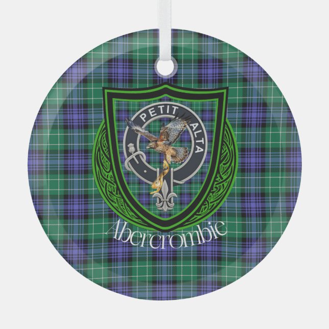 Abercrombie Scottish Clan Tartan & Wappen Ornament Aus Glas (Vorderseite)