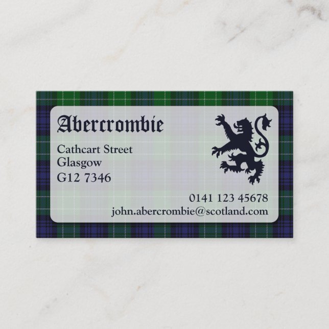 Abercrombie Tartan Business Card Visitenkarte (Vorderseite)