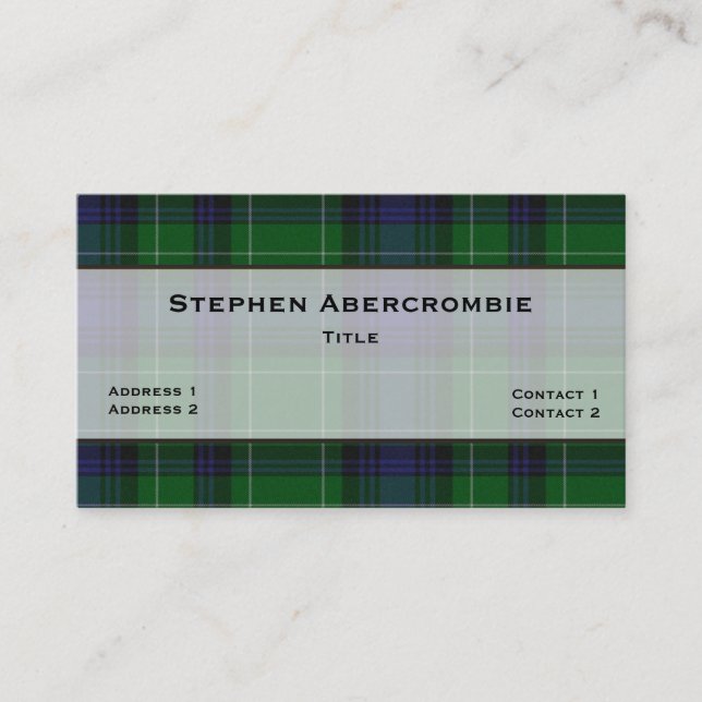 Abercrombie Tartan Kariert Custom Visitenkarte (Vorderseite)