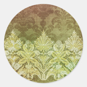 ABERDEEN HEIRLOOM, LACE & DAMASK: GOLDRUSH RUNDER AUFKLEBER