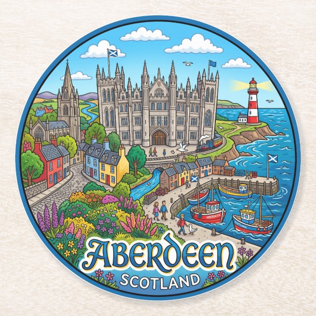 Aberdeen Schottland Runder Pappuntersetzer (Vorderseite)