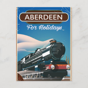Aberdeen Schottland Vintage-Reiseplakat Zug Postkarte