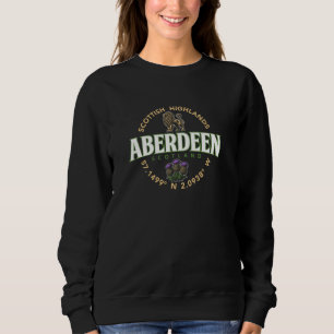 Aberdeen Scotland Highlands Coordinates Label Sweatshirt