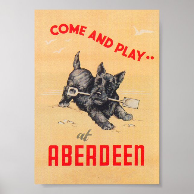 Aberdeen Scotland Vintage Travel Poster (Vorne)