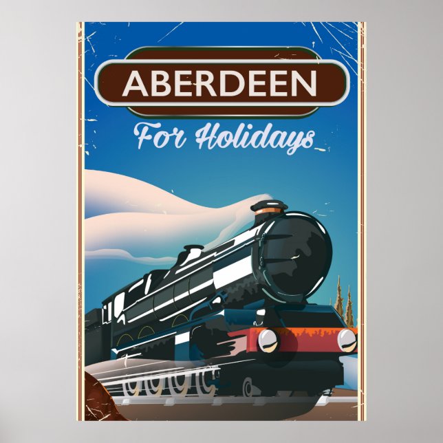 Aberdeen Scotland Vintages Zugreisepakster Poster (Vorne)