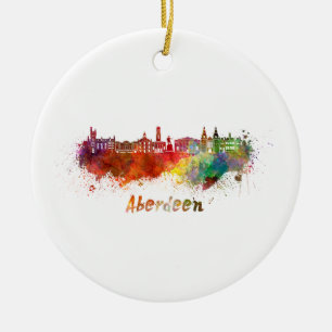 Aberdeen skyline im Watercolor Keramikornament