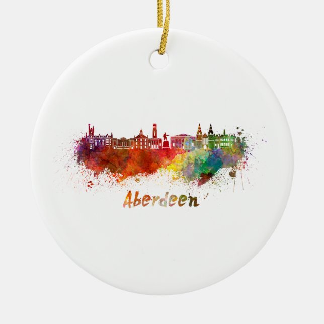 Aberdeen skyline im Watercolor Keramikornament (Vorne)
