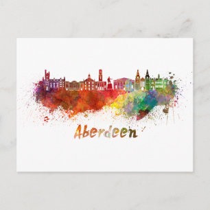 Aberdeen-Skyline in Aquarell Postkarte