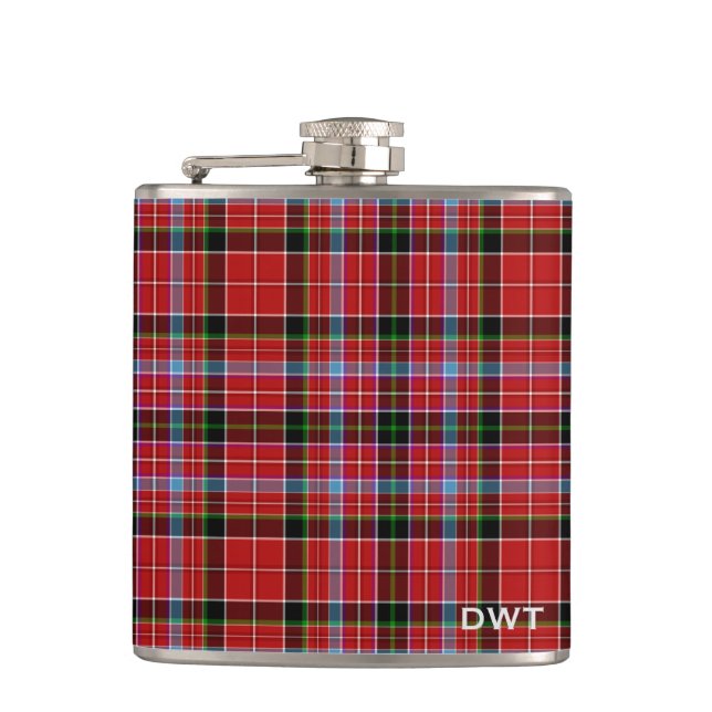 Aberdeen Tartan Monogram Flachmann (Vorderseite)