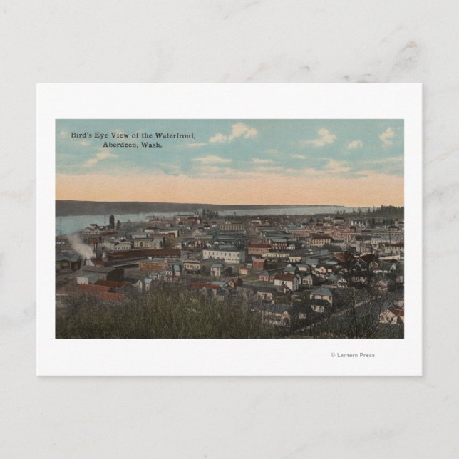 Aberdeen, WA - Vogelblick auf die Wasserfront Postkarte (Vorderseite)