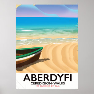 Aberdyfi, Ceredigion Wales Vintage Reiseplakat Poster
