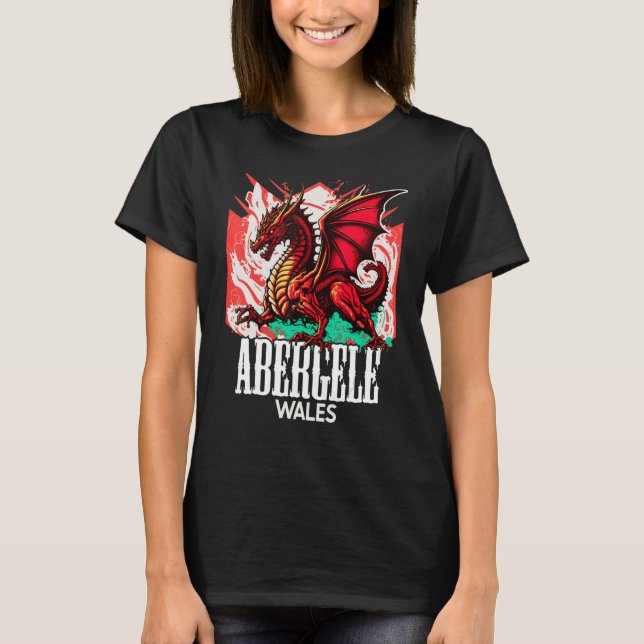 Abergele Wales Welsh Flag Y Ddraig Goch Dragon T-Shirt (Vorderseite)