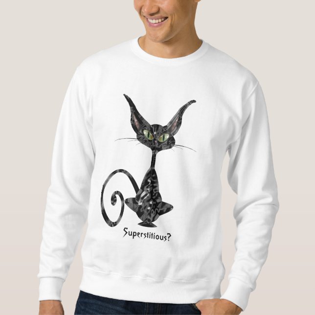 Abergläubische schwarze Katze für Typen Sweatshirt (Vorderseite)