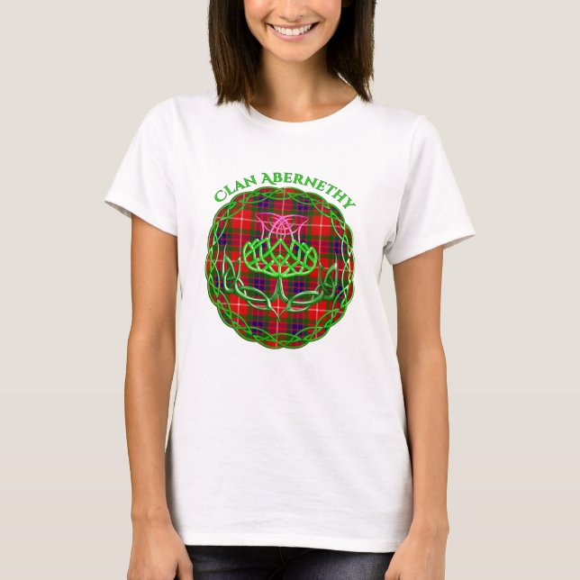 Abernethy Scottish Tartan Celtic Thistle T-Shirt (Vorderseite)