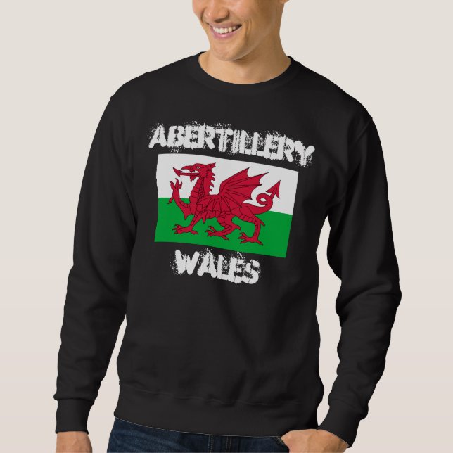 Abertillery, Wales mit walisischer Flagge Sweatshirt (Vorderseite)