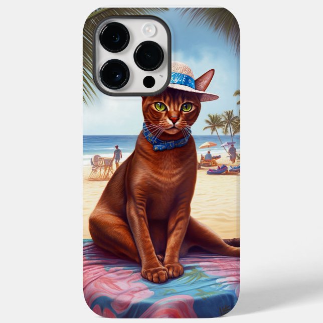 Abessinienkatze am Strand, Sommergeschenk für Katz Case-Mate iPhone Hülle (Rückseite)