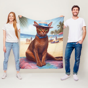Abessinienkatze am Strand, Sommergeschenk für Katz Fleecedecke