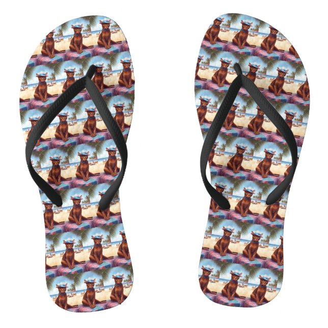 Abessinienkatze am Strand, Sommergeschenk für Katz Flip Flops (Fußbett)