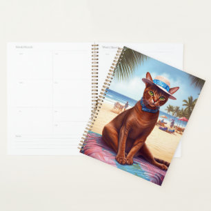 Abessinienkatze am Strand, Sommergeschenk für Katz Planer