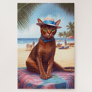 Abessinienkatze am Strand, Sommergeschenk für Katz Puzzle