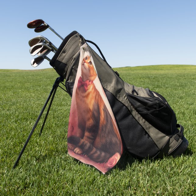 Abessinienkatze mit Rose - Valentinstag Golfhandtuch (Gras)