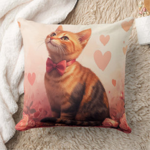 Abessinienkatze mit Rose - Valentinstag Kissen