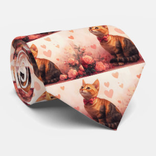 Abessinienkatze mit Rose - Valentinstag Krawatte