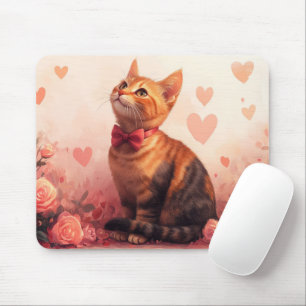 Abessinienkatze mit Rose - Valentinstag Mousepad