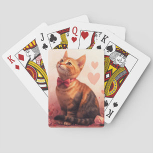 Abessinienkatze mit Rose - Valentinstag Spielkarten
