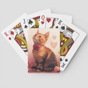 Abessinienkatze mit Rose - Valentinstag Spielkarten