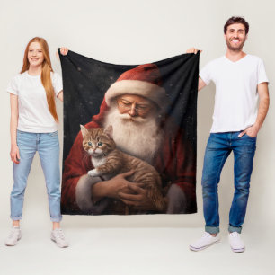 Abessinienkatze mit Weihnachtsmann Weihnachten Fleecedecke