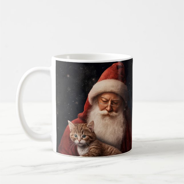 Abessinienkatze mit Weihnachtsmann Weihnachten Kaffeetasse (Links)