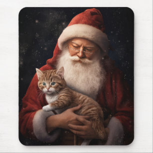 Abessinienkatze mit Weihnachtsmann Weihnachten Mousepad