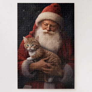 Abessinienkatze mit Weihnachtsmann Weihnachten Puzzle