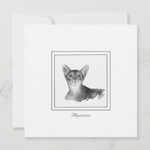 Abessinier Katze Schwarz-Weiß-Zeichn Note Card Mitteilungskarte