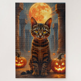 Abessinier-Katze Verlassener Tempel Halloween-Port Puzzle