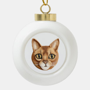 Abessinierkatze 3D inspiriert Keramik Kugel-Ornament